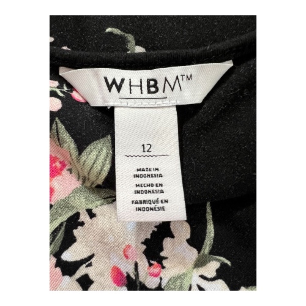 GUC White House Black Market black & pink floral sleeveless wrap dress | size 12 - Picture 6 of 8